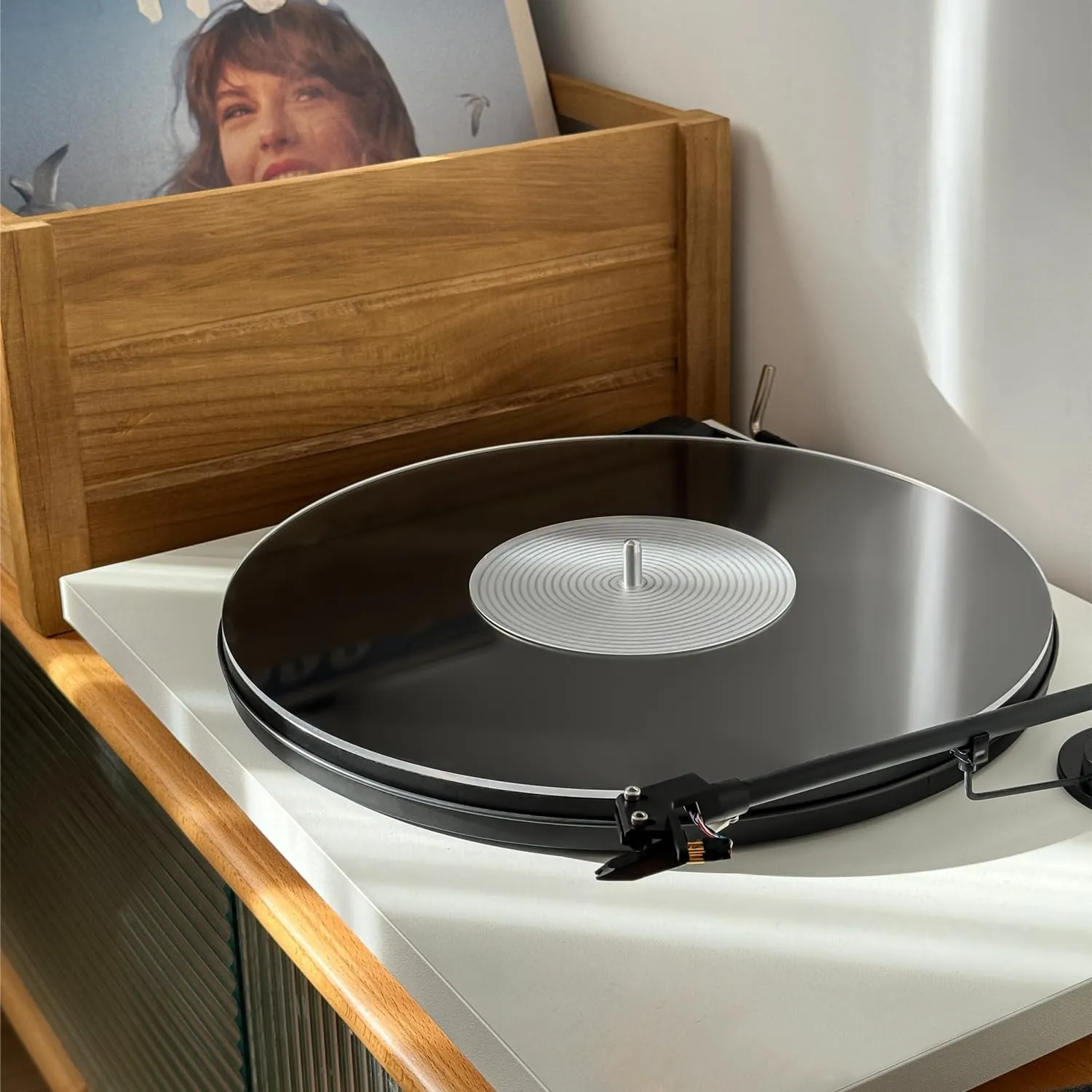 Turntable Mat Record Platter Slipmat: Acrylic Record Player Platter Vinyl Slip Mats for Turntables Antistatic Tighter & Defined Bass, Clear