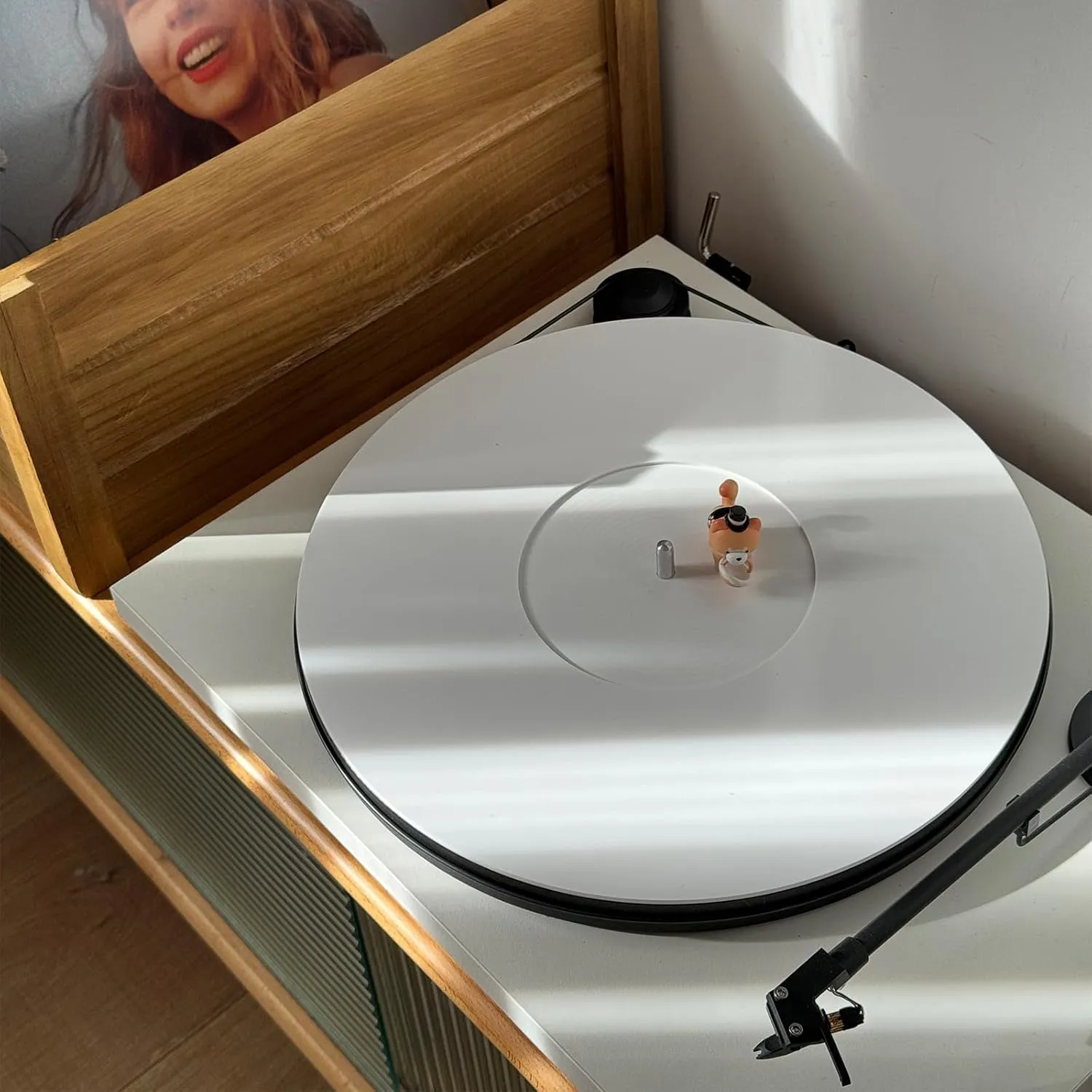 Turntable Mat Record Platter Slipmat: Acrylic Record Player Platter Vinyl Slip Mats for Turntables Antistatic Tighter & Defined Bass, White