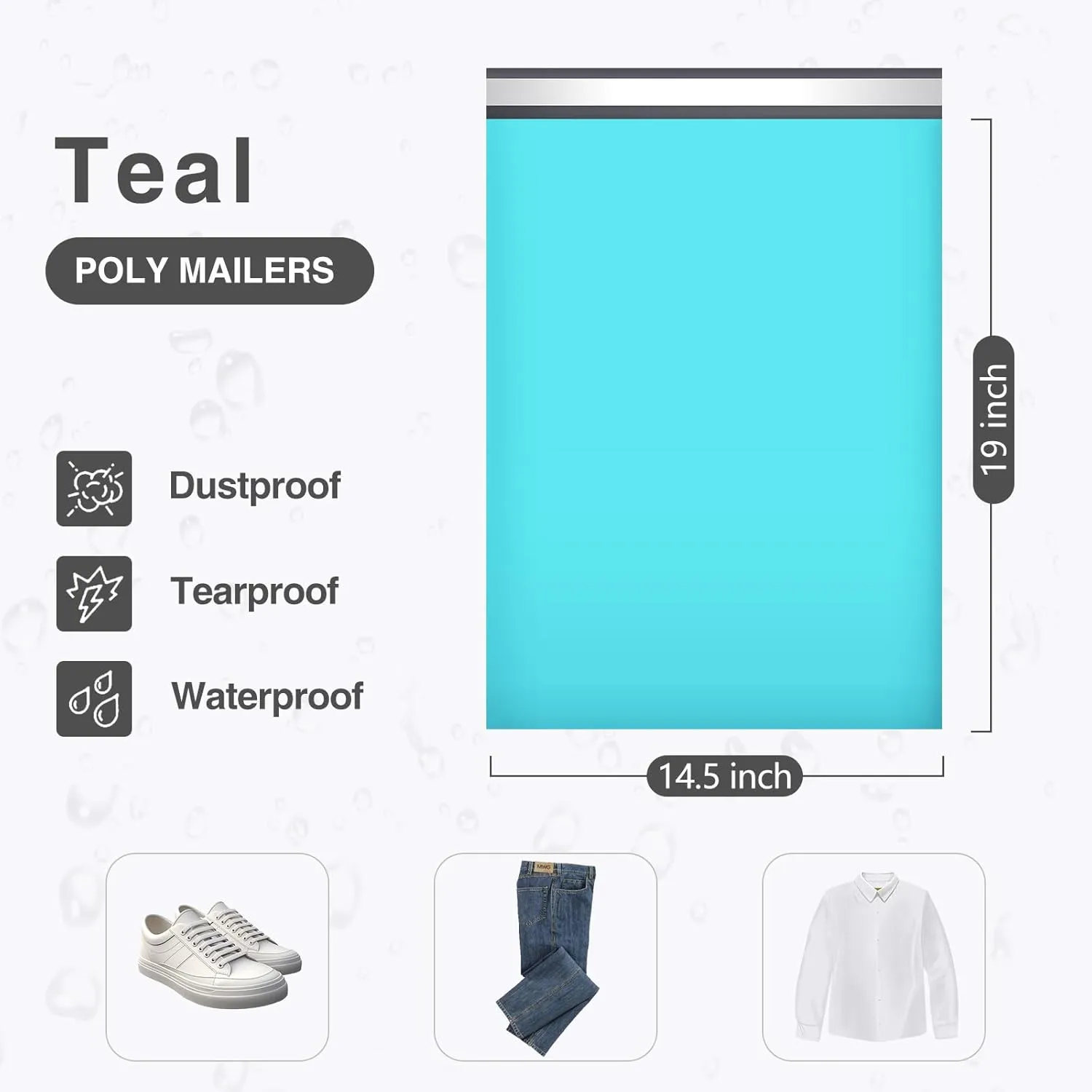 UCGOU Poly Mailers 14.5x19 Inch Teal 200 Pack Large Shipping Bags #7 Strong Thick Mailing Envelopes Self Sealing Adhesive Waterproof and Tear Proof Mailing Bags for Shipping Clothes
