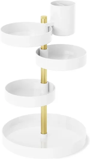 Umbra Pirouette Cosmetic Organizer, White/Brass