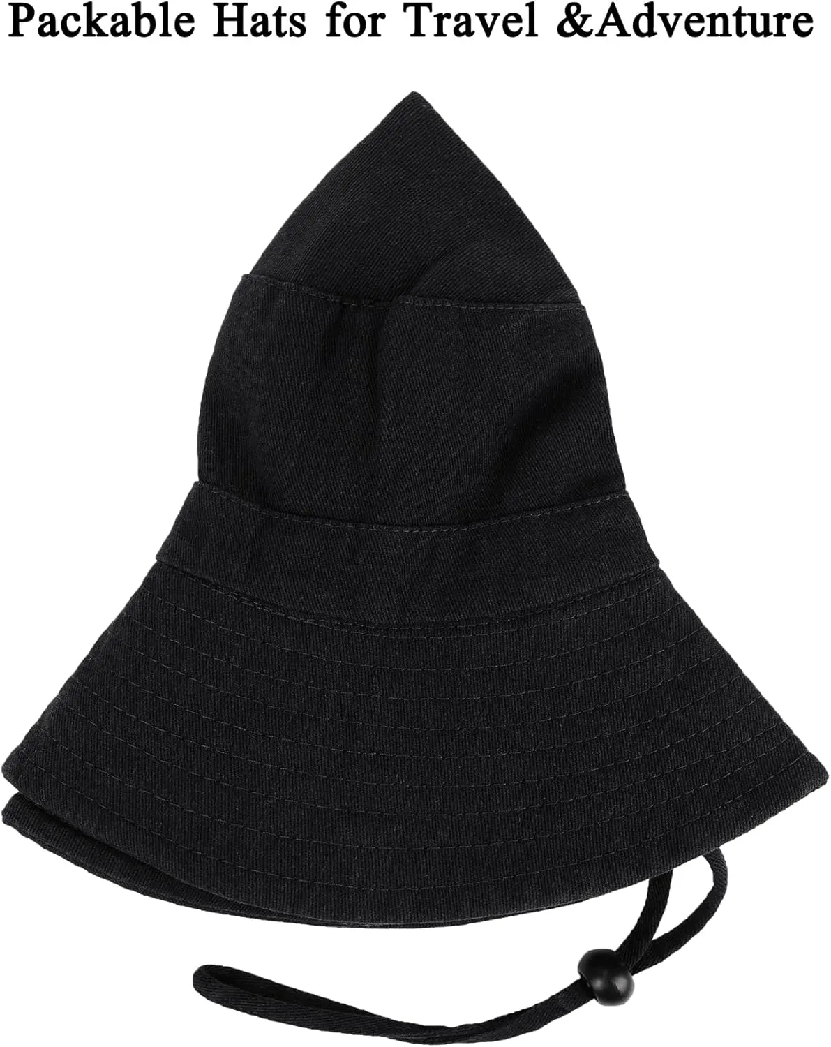 Unisex Cotton Boonie Hat Summer Outdoor Packable Fishing Bucket Hat Beach Sun Hat with String for Women Men