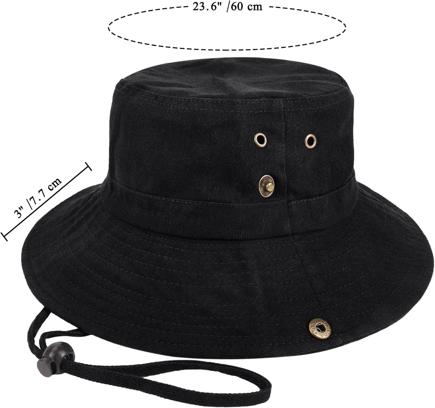 Unisex Cotton Boonie Hat Summer Outdoor Packable Fishing Bucket Hat Beach Sun Hat with String for Women Men