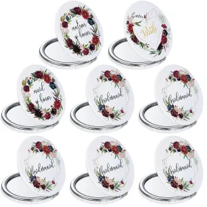Unittype 8 Pack Bridesmaid Gifts Compact Mirrors Bulk Bridesmaid Proposal Gifts Floral Pocket Makeup Mirrors for Women Bridal Shower Wedding Party Favors Maid of Honor Matron of Honor