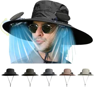 UPF 50  Solar Fan Hats for Men Wide Brim Sun Protection Finishing Hats Lightweight Outdoor Sun Bucket Hat, Hiking Hat