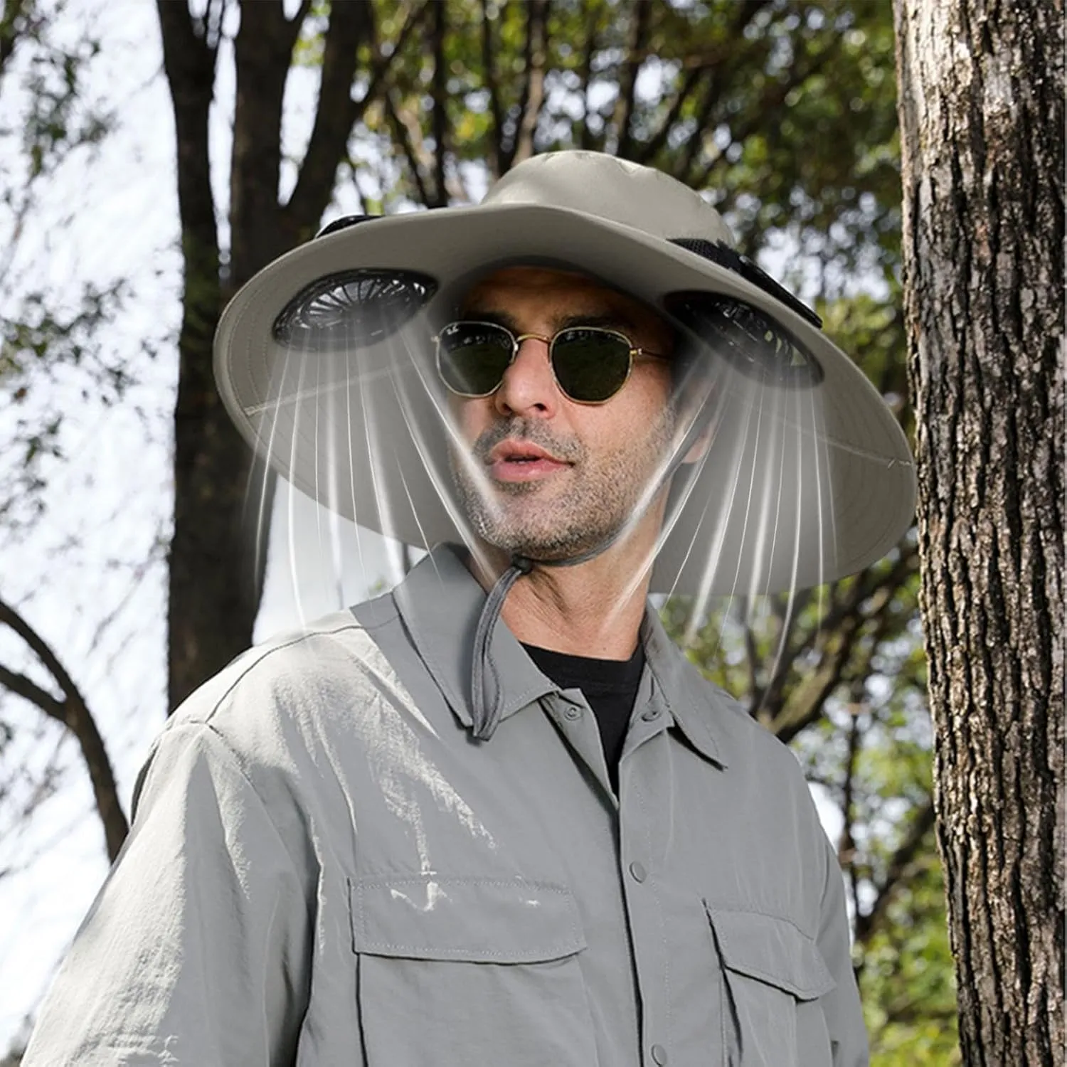 UPF 50  Solar Fan Hats for Men Wide Brim Sun Protection Finishing Hats Lightweight Outdoor Sun Bucket Hat, Hiking Hat