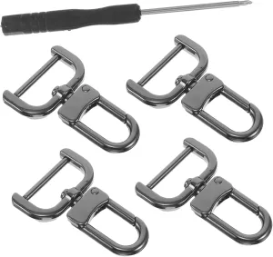 Upgrade Your Bag 4 Pcs Lanyard Hooks Adjustable Straps and Buckle Metal Nickel Plated d Ring Swivel Keychain Set
