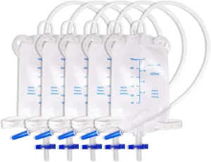 Urinary Leg Bag, Extra Large Tube, Urinary Drainage Bag, Unisex Emergency Medical Drainage Bag, Free Cut Length, 5-Pack