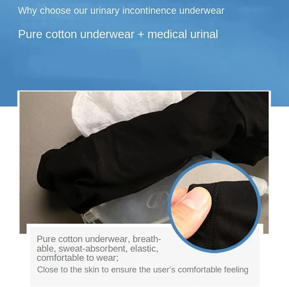 Urine Bag Men Wearable Pants Incontinence Male Urinals Underpants Liquid Silicone Comfortable Man Diapers Adults (L)
