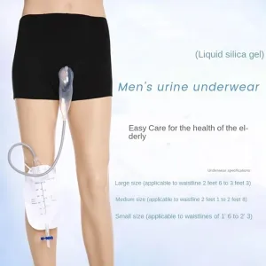 Urine Bag Men Wearable Pants Incontinence Male Urinals Underpants Liquid Silicone Comfortable Man Diapers Adults (L)