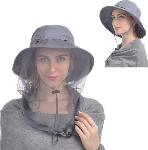 USHAKE Head Net Hat, Safari Hat Sun Hat Bucket Hat with Hidden Net Mesh