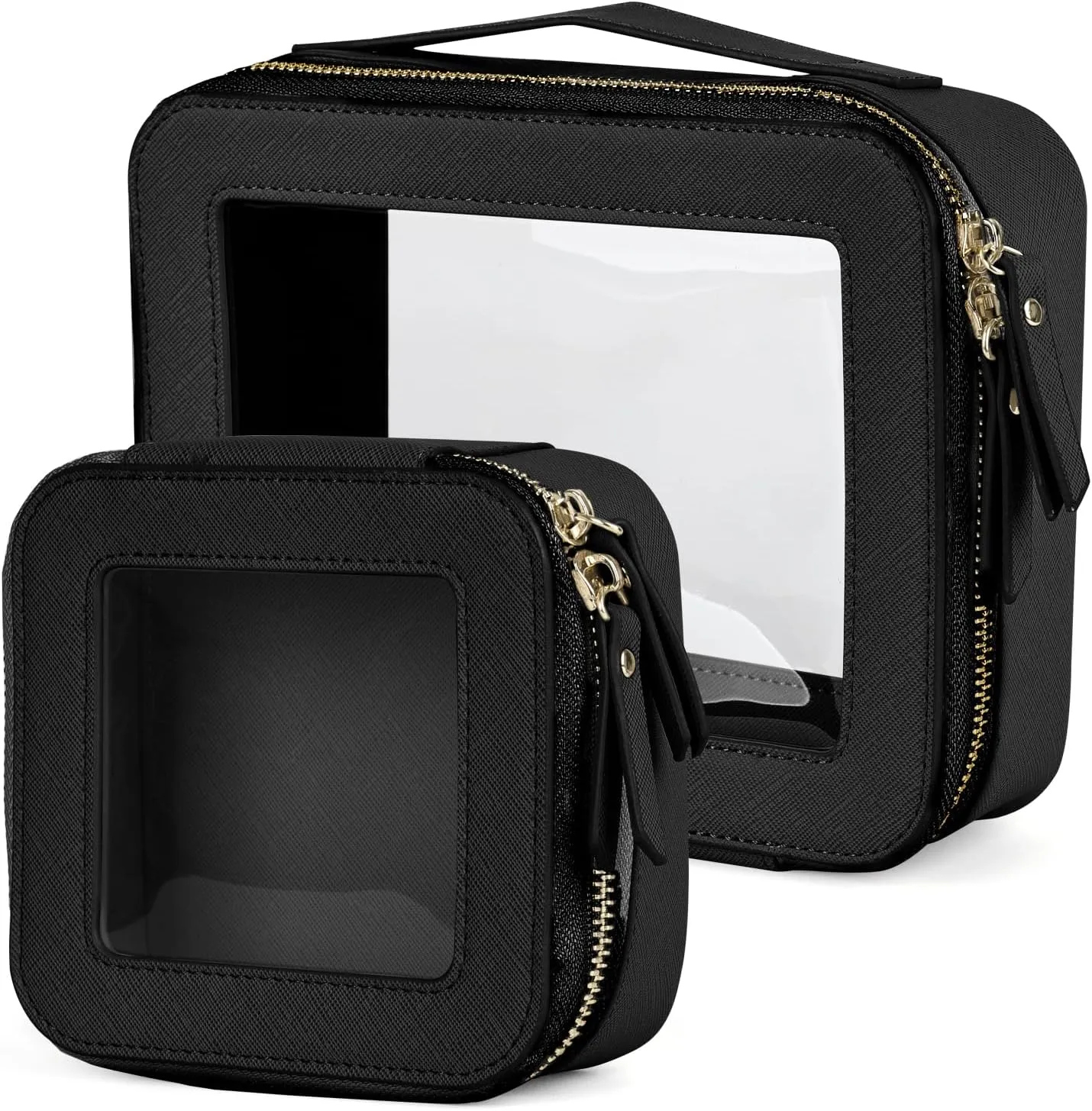 Valleycomfy Clear Cosmetic Bag Set Travel Toiletry Bag Set,Clear Makeup Organizer Bag with Visual Window Double Zipper