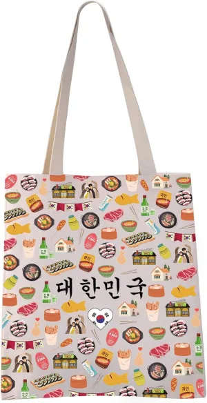 VAMSII Korea Tote Bag Korea Vacation Gift Korean Native Culture Shoulder Bag Korea Symbols Gift (Korea tote)