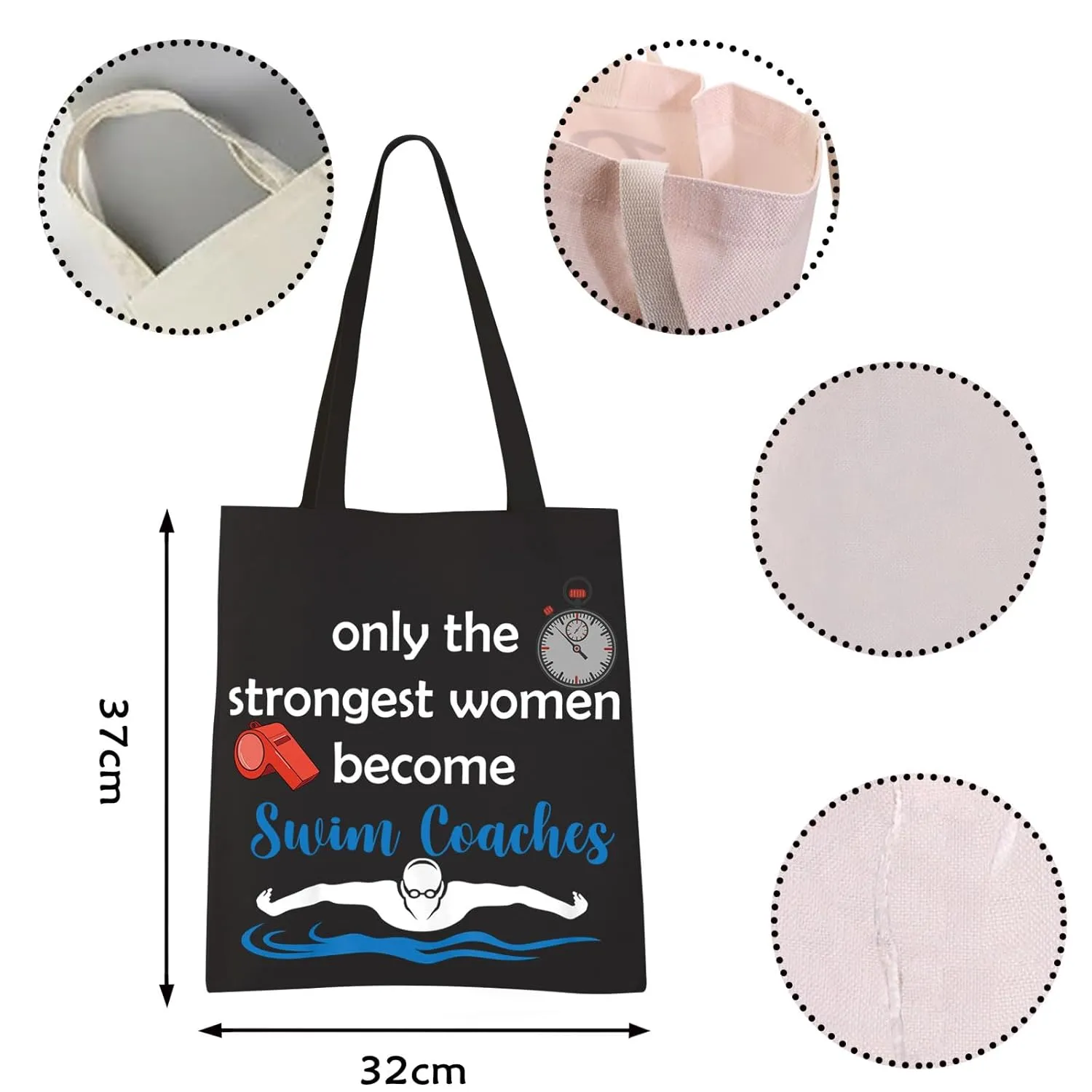 VAMSII Swim Coach Tote Bag - Women's Swimming Coach Gift with Shoulder Strap