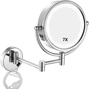 Vanity Mirror,Makeup Mirror Vanity Mirror Led Illuminated Bathroom Wall Mounted Double-Sided Magnification 360° Rotating Extendable Cosmetic Mirror/a/7X