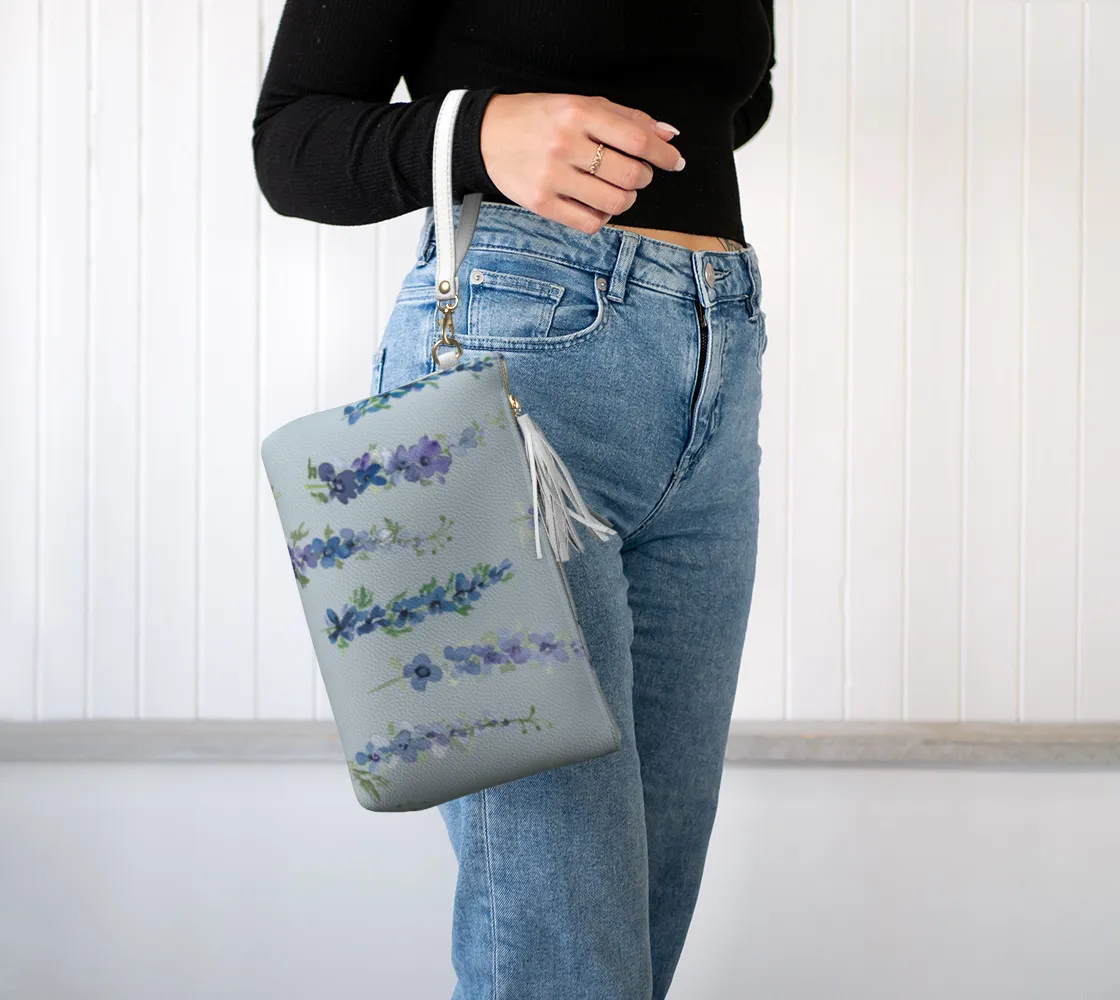 Vegan Leather Clutch  & Makeup Bag—Delphinium Sky