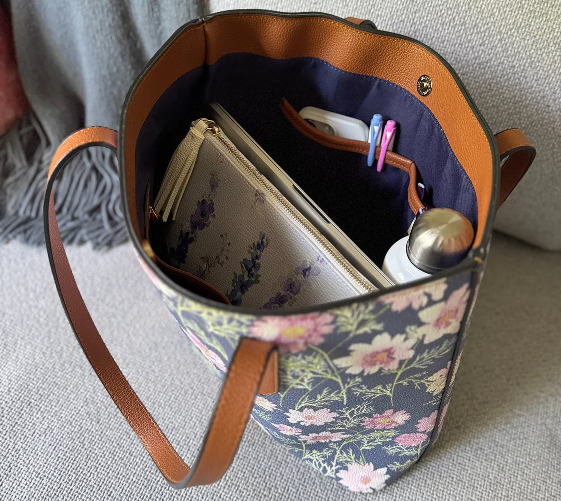 Vegan Leather Clutch  & Makeup Bag—Delphinium Sky