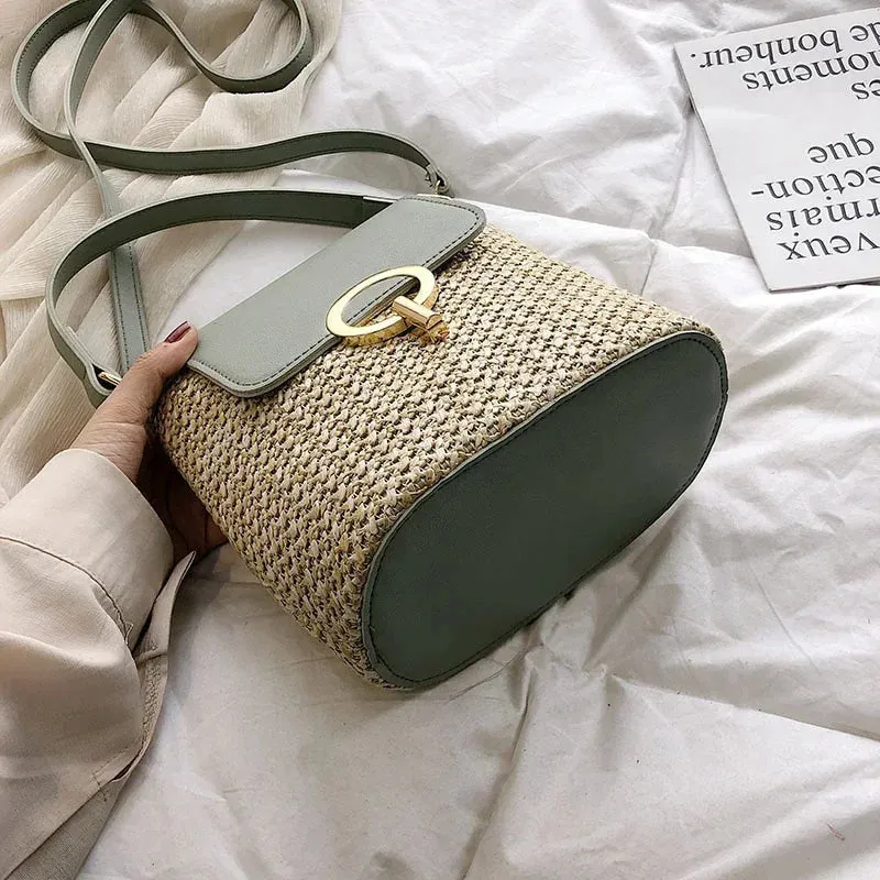 Veloria™ Embroidered Woven Bucket Bag
