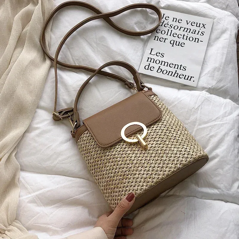 Veloria™ Embroidered Woven Bucket Bag
