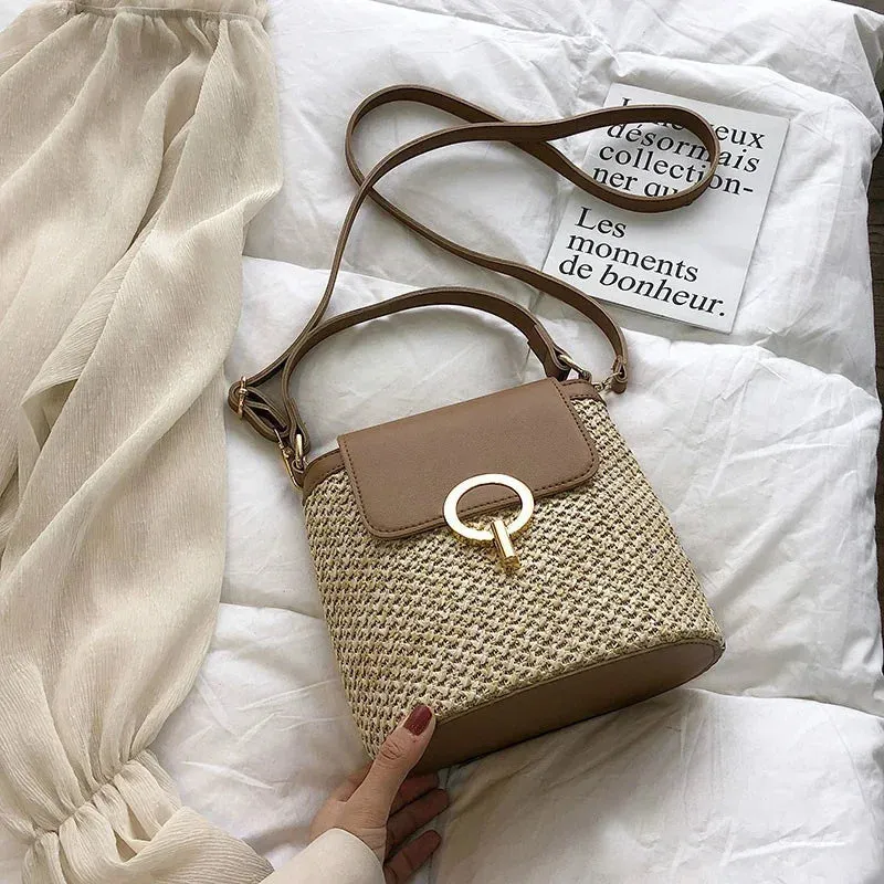 Veloria™ Embroidered Woven Bucket Bag