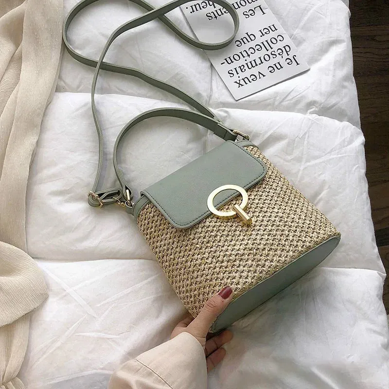 Veloria™ Embroidered Woven Bucket Bag