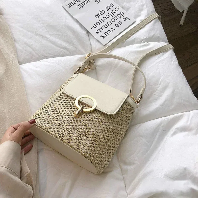 Veloria™ Embroidered Woven Bucket Bag