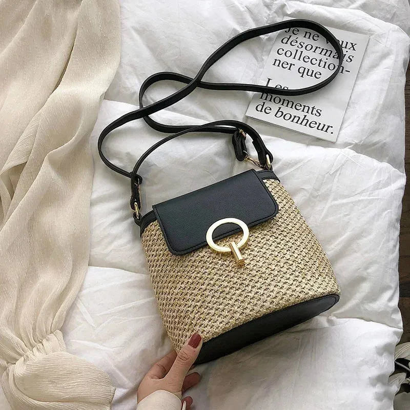 Veloria™ Embroidered Woven Bucket Bag