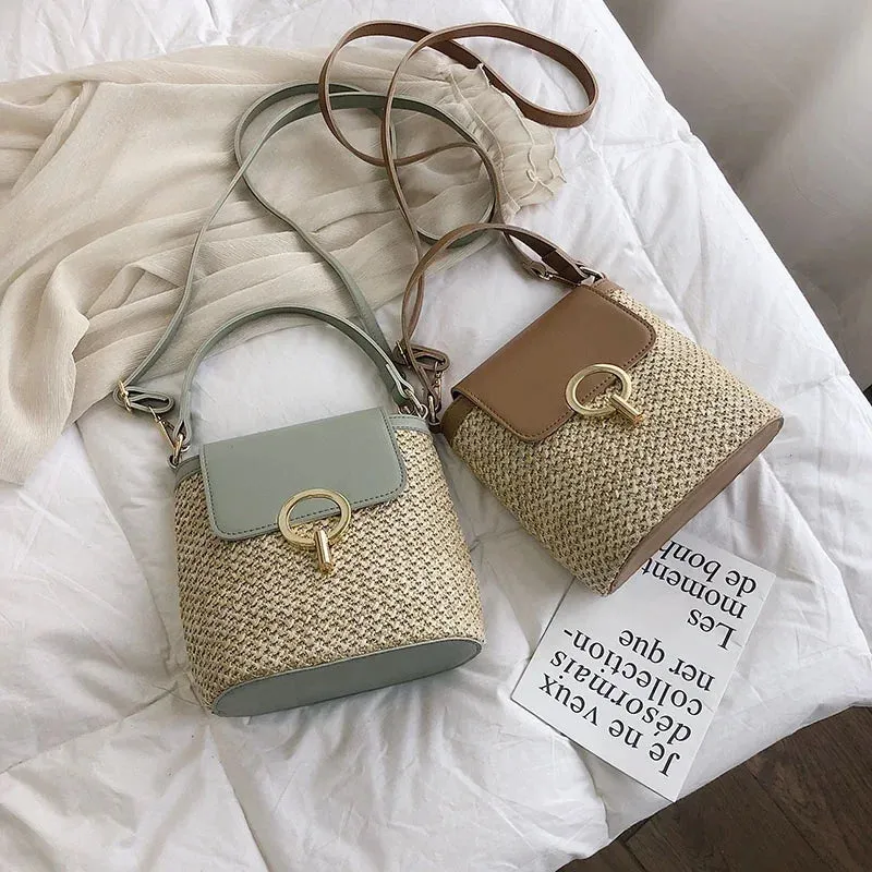 Veloria™ Embroidered Woven Bucket Bag