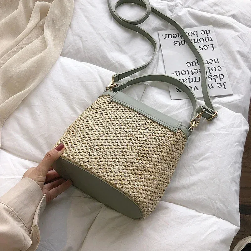 Veloria™ Embroidered Woven Bucket Bag