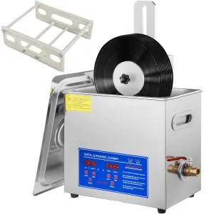 VEVOR 6L Ultrasonic Vinyl Cleaner, 7-12 Inch 8 Records Ultrasonic Vinyl Cleaning Machine 180W Ultrasonic Records Cleaner with Drying Rack for Home Store