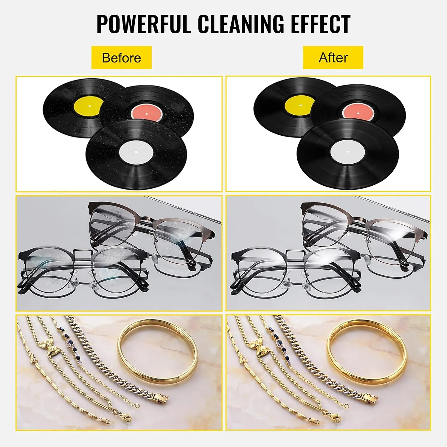 VEVOR 6L Ultrasonic Vinyl Cleaner, 7-12 Inch 8 Records Ultrasonic Vinyl Cleaning Machine 180W Ultrasonic Records Cleaner with Drying Rack for Home Store