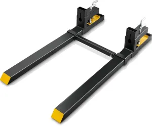 VEVOR Pallet Forks, 4000 lbs Clamp on Pallet Forks, 60" Total Length Heavy Duty Pallet Forks with Adjustable Stabilizer Bar, Tractor Bucket Forks for Loader Bucket Skid Steer Tractor