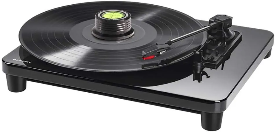 Viborg LP628B Record Weight Stabilizer, Turntable Level and Strobe Scale All-in-one, 280G LP Disc Stabilizer Vinyl Clamp for Phonograph (60Hz, Black)
