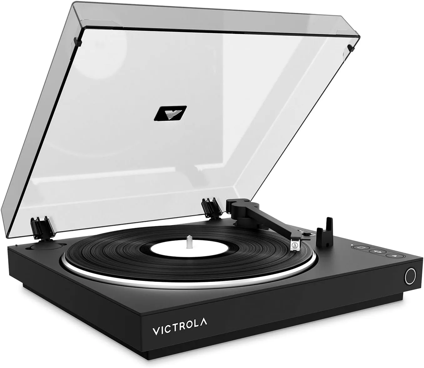 Victrola Fully Automatic Bluetooth Turntable – with Audio Technica ATN3600L Cartridge, 2-Speed Vinyl Record Player, Preamp & Aluminum Platter, Dust Cover (Black)