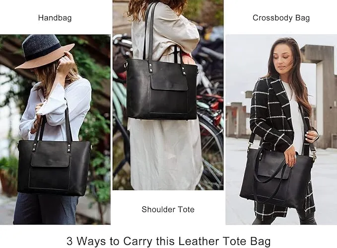 Vintage Leather Tote Bag, Women's Shoulder Handbag, Crossbody Purse, Brown