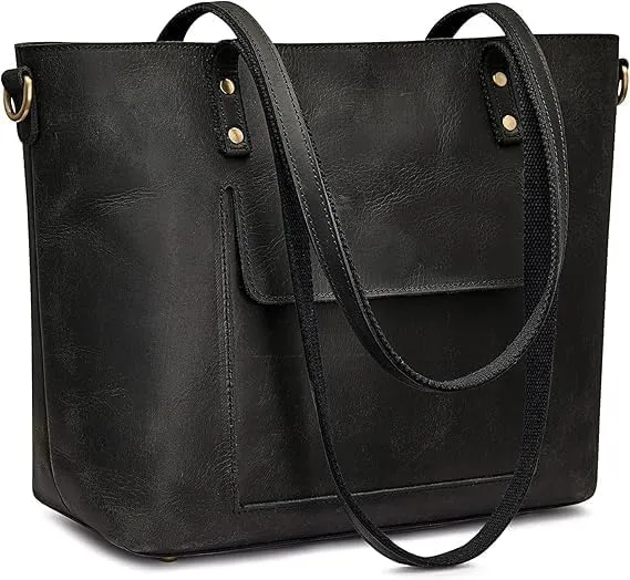 Vintage Leather Tote Bag, Women's Shoulder Handbag, Crossbody Purse, Brown
