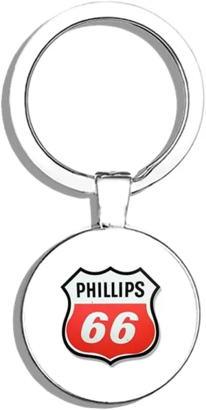 Vintage Phillips 66 Logo Shaped - Gas Sign Rat Rod Gasoline car Double Sided Stainless Steel Keychain Key Ring Chain Holder Car/Key Finder