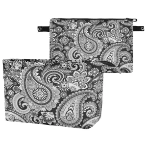 Vintage Traditional Ancient Asian Elements Paisley Floral Flowers Women Cosmetic Storage Handbag Case Portable Coin Purse, Makeup Bag Toiletry Handbag Organizer, Large Ladies Pouch Holder M