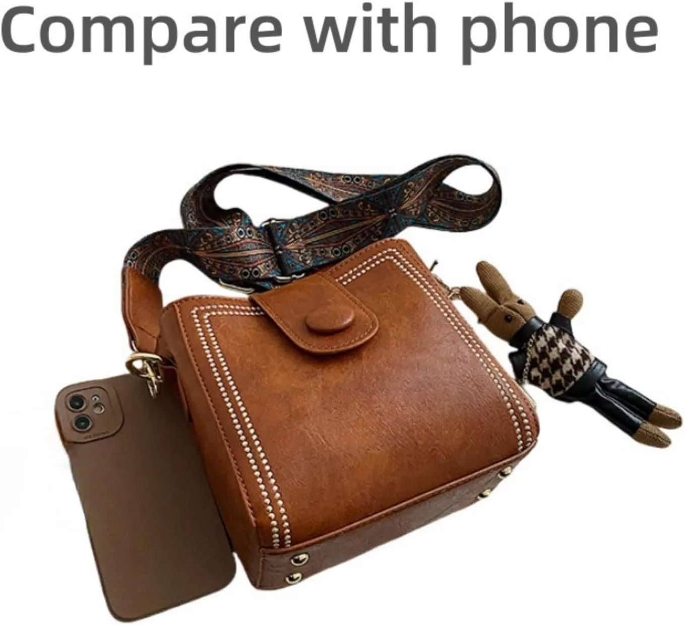 Vintage Water Bucket Crossbody Adjustable Shoulder Strap Bags,Vintage Fashion Wide Shoulder Strap Crossbody Bags for Women
