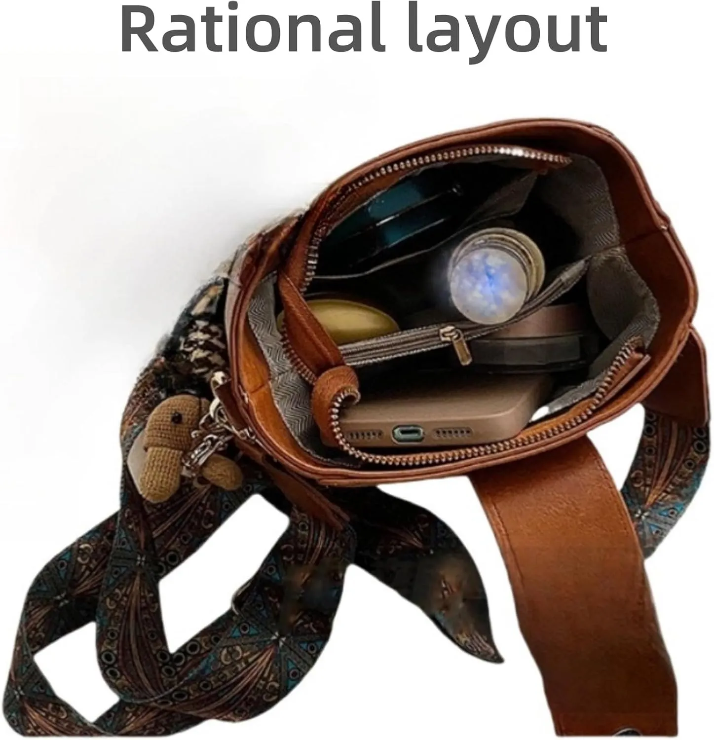Vintage Water Bucket Crossbody Adjustable Shoulder Strap Bags,Vintage Fashion Wide Shoulder Strap Crossbody Bags for Women