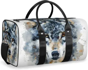 Vintage Wolf Travel Duffle Bag for Women Men Gym Duffel Foldable Bag Waterproof Weekender Wildlfe Animal Duffle Tote