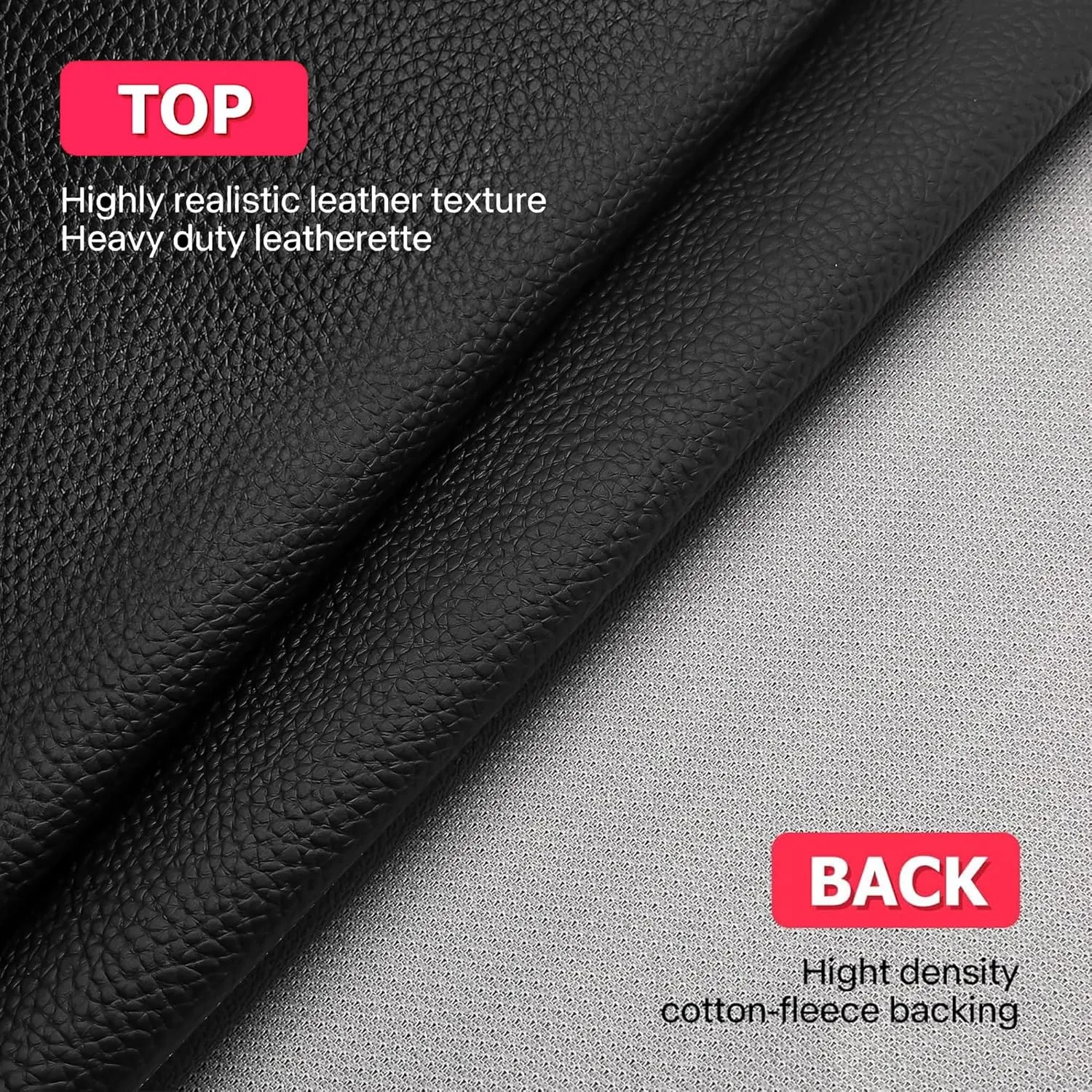 Vinyl Fabric, Marine Faux Leather Upholstery, for Upholstery Crafts, DIY Sewings, Sofa, Handbag, Earrings, Hair Bows Decorations (Black 54'' X 72'' inch 2YD) Big Lychee Grain Black