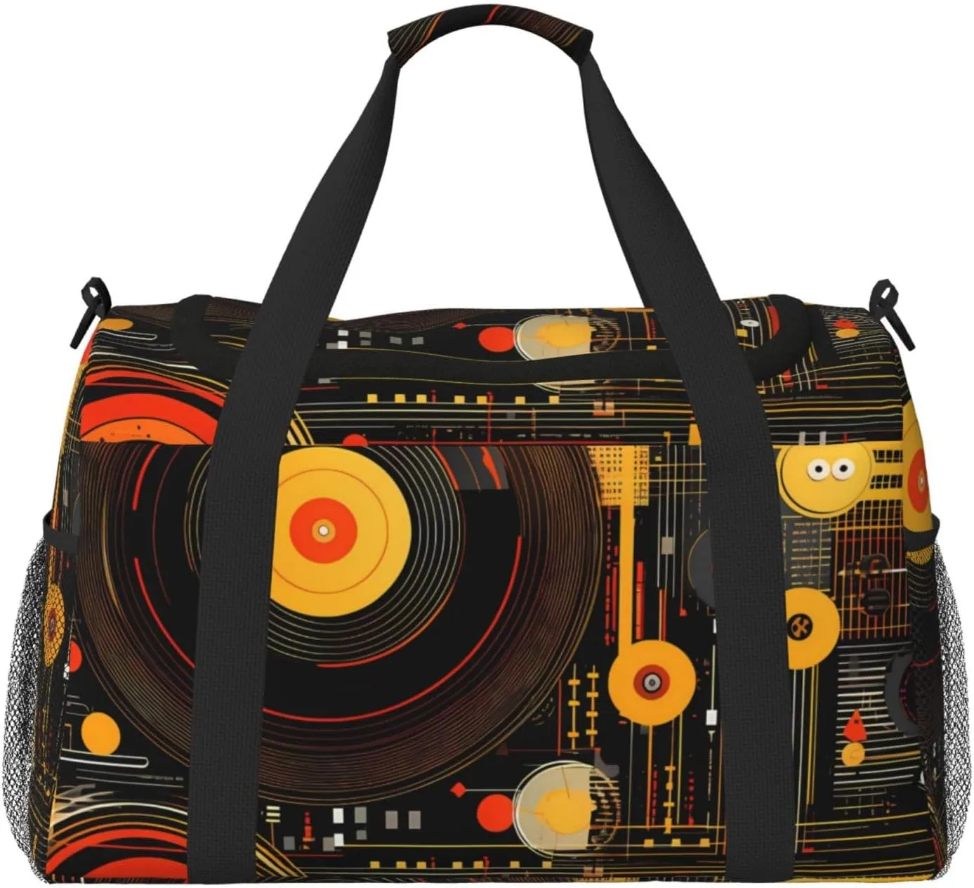 Vinyl Record Cd Duffle Bag for Travel Abstract Sports Gym Tote Carry On Bag Large Shoulder Weekend Overnight for Workout