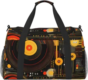 Vinyl Record Cd Duffle Bag for Travel Abstract Sports Gym Tote Carry On Bag Large Shoulder Weekend Overnight for Workout