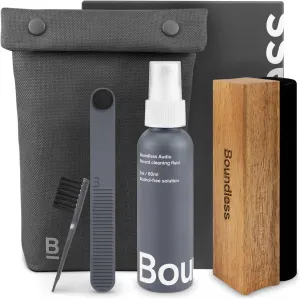 Vinyl Record Cleaning Kit - 5-in-1 Vinyl Cleaning Kit Includes Velvet Record Brush, Stylus Cleaner, Cleaner Solution, Nylon Brush & Storage Bag