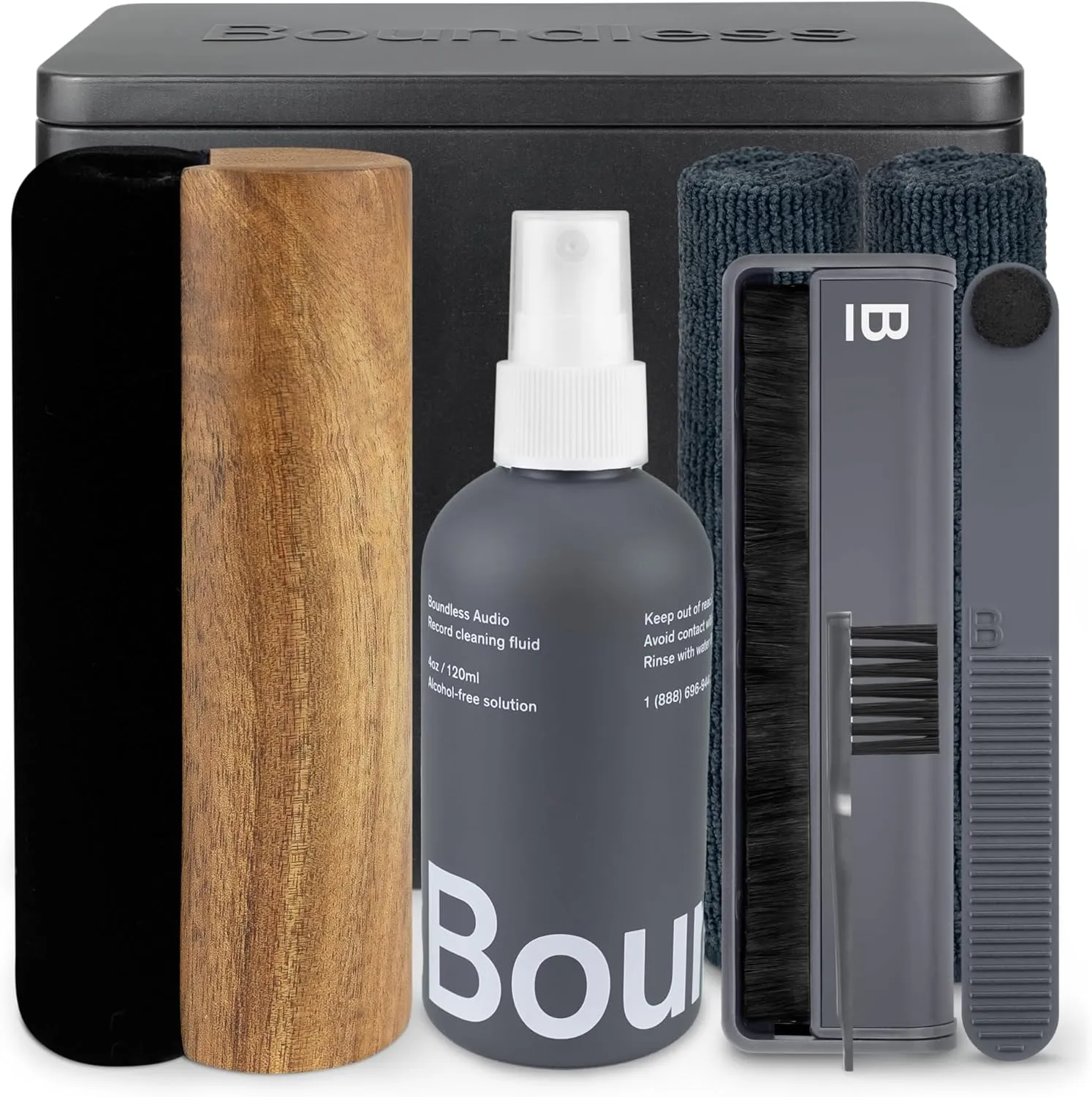 Vinyl Record Cleaning Kit - 8-in-1 Vinyl Cleaner Kit Includes Carbon Fiber & Velvet Record Brushes, Stylus Brush, Cleaning Solution, Microfiber Cloths & Metal Case