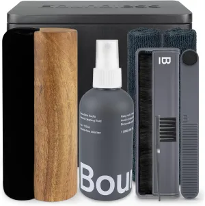 Vinyl Record Cleaning Kit - 8-in-1 Vinyl Cleaner Kit Includes Carbon Fiber & Velvet Record Brushes, Stylus Brush, Cleaning Solution, Microfiber Cloths & Metal Case