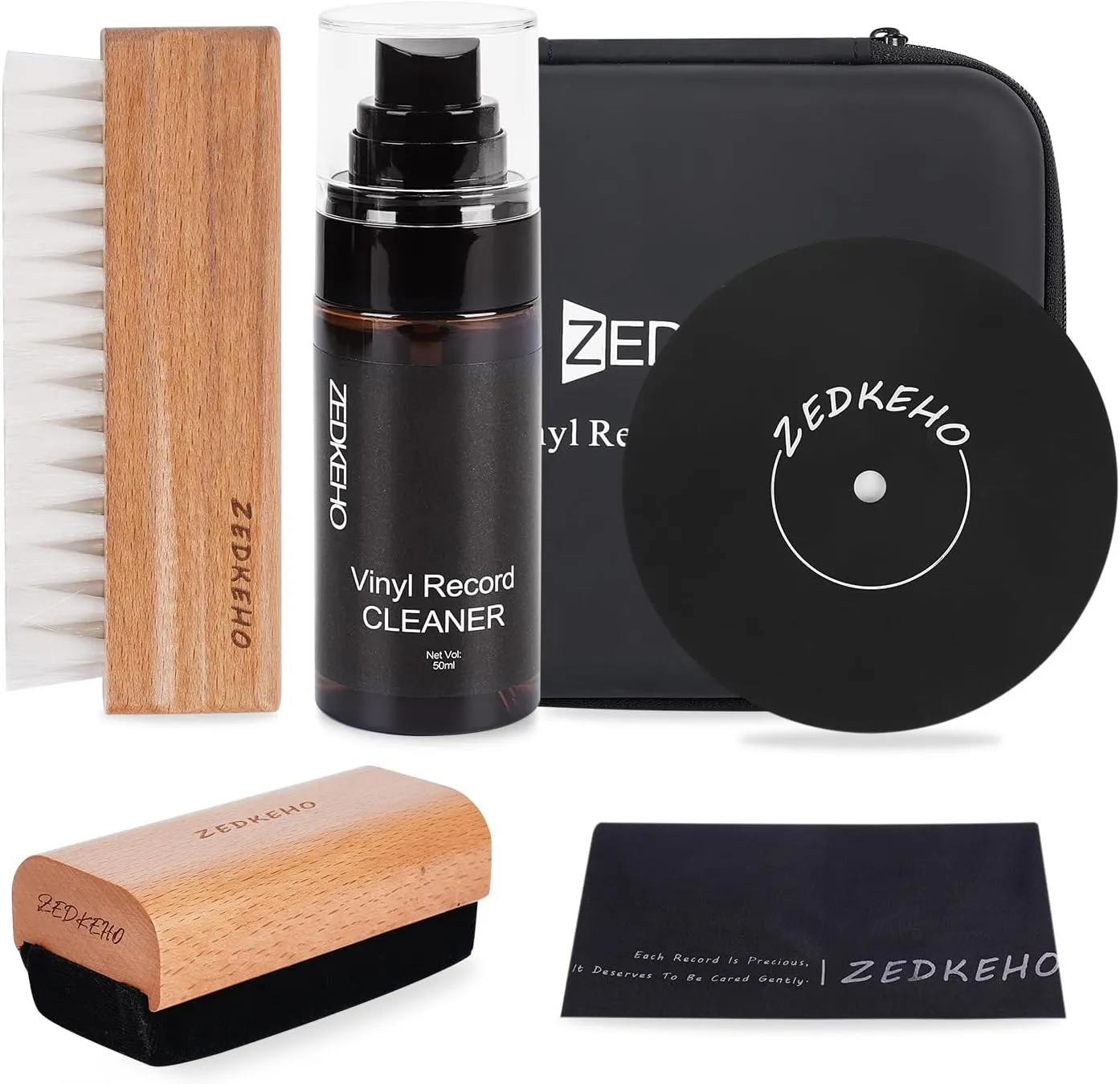 Vinyl Record Cleaning Kit: Complete 6-in-1 Record Cleaning Kit, Velvet Brush, Vinyl Record Brush Anti Static, Lps Cleaner, Record Cleaning Cloth, Label Protector, Storage Case - Revitalize Your Vinyl