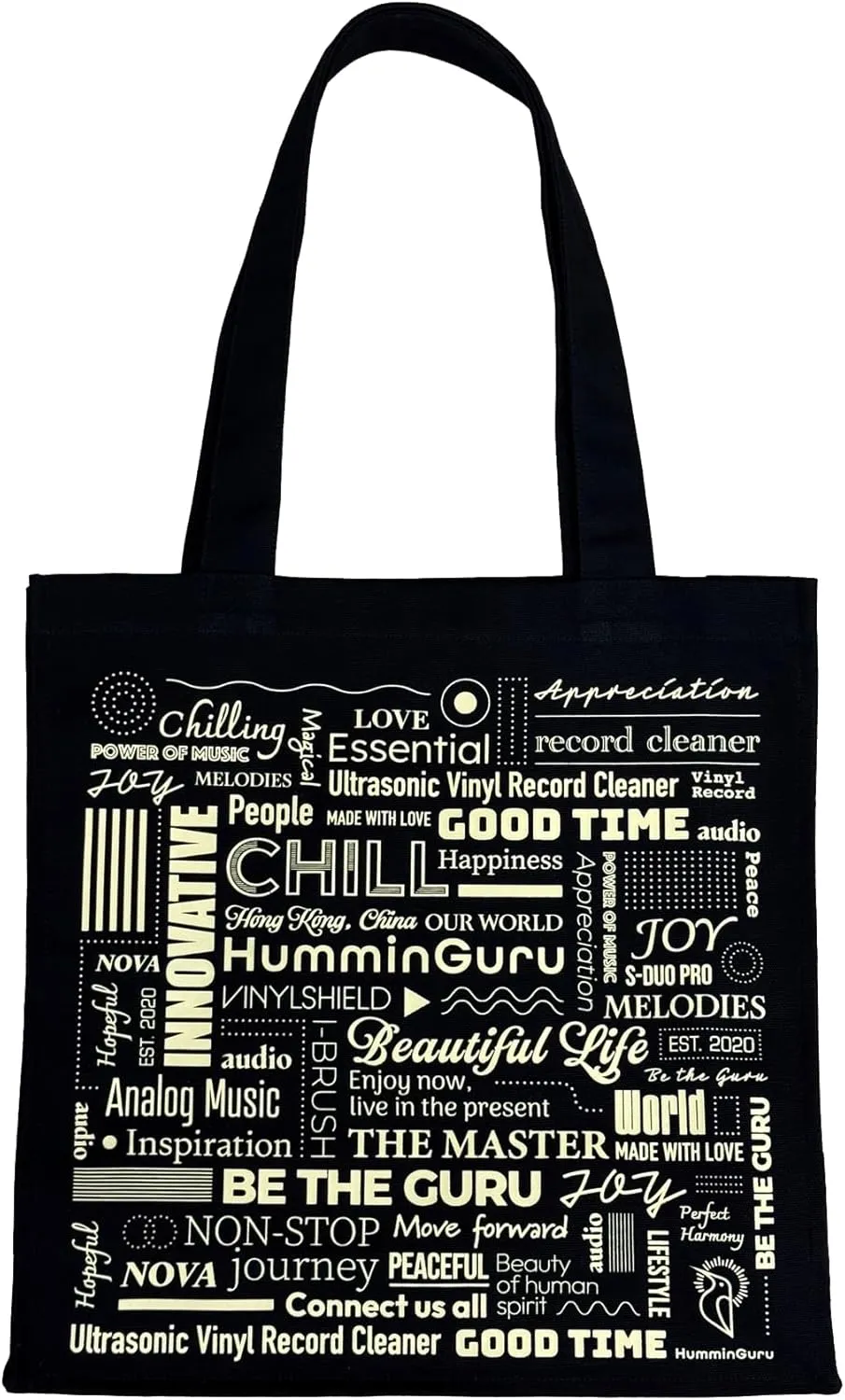 Vinyl Record Tote Bag - Large Capacity Canvas Bag for Vinyl Shopping, Holds 30 LP Albums, 15” Laptop, Headphones & Books - Durable, Lightweight Carrier for Music Lovers & Collectors