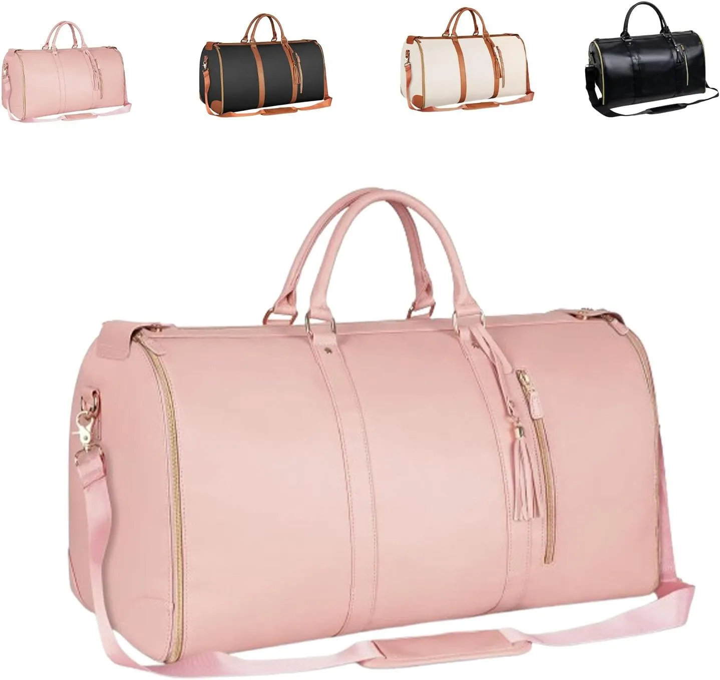 Viralhuntz Travel Bag, Luxe Travel Bags for Women, 2-in-1 Carry-On Garment Luggage with Shoe Compartment, PU Leather Weekender (A)