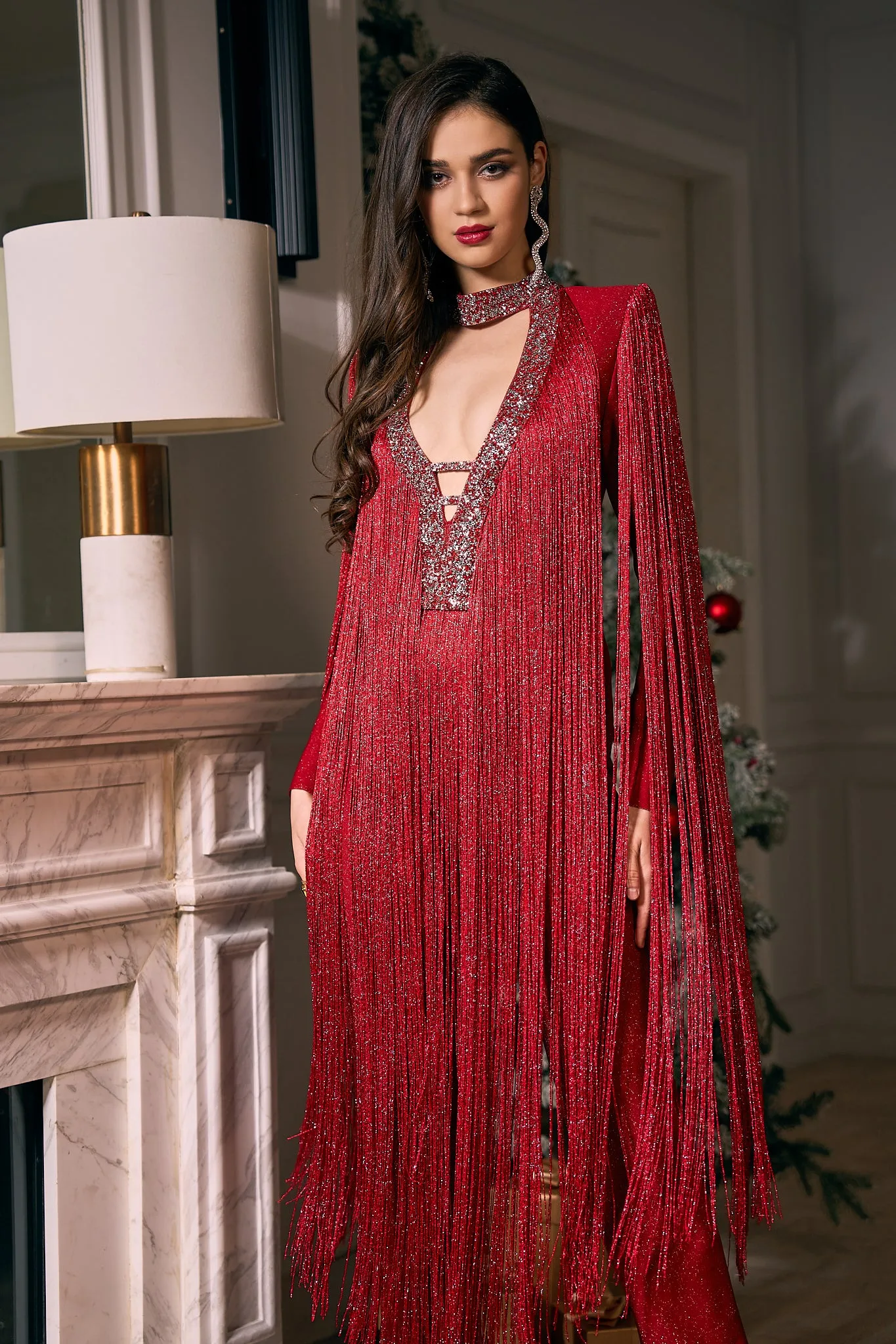 Vivienne Long Sleeve Deep-V Jumpsuit